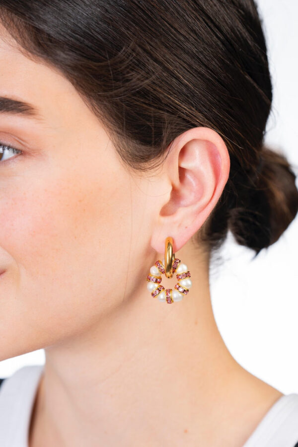 Hoop Earring Pearly Pink - Image 2