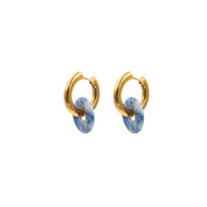 Hoop Earring with Marble Donught Charm