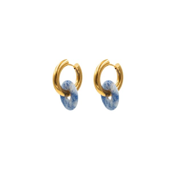 Hoop Earring with Marble Donught Charm