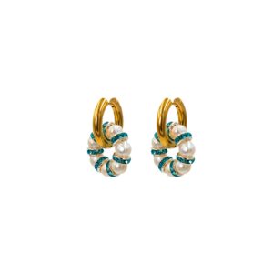 Hoop Earring Pearly Baby Blue