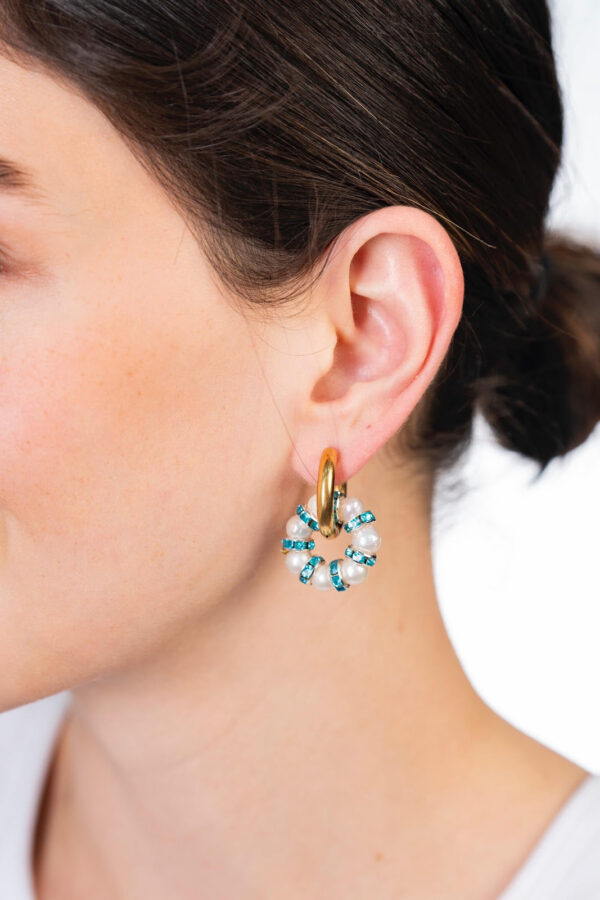 Hoop Earring Pearly Baby Blue - Image 2